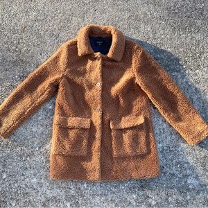 Crewcuts Sherpa Teddy Coat
Size XL (youth – fits women’s S)
Color: Camel Brown